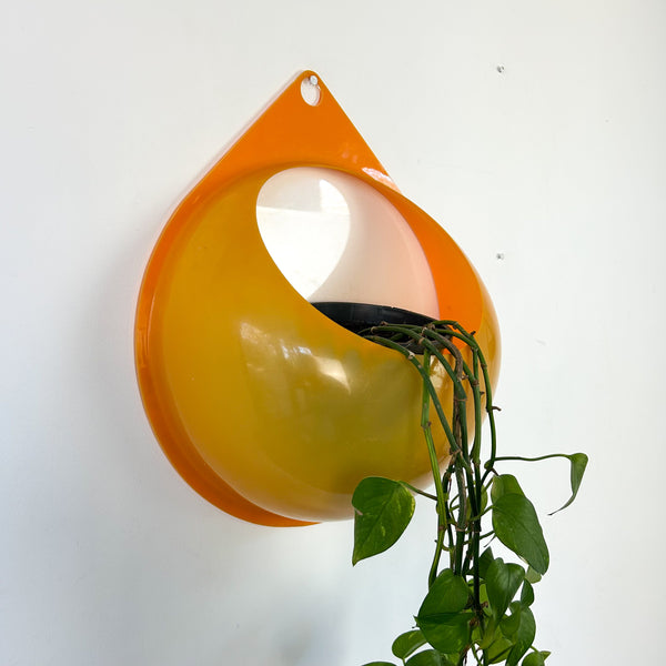 ORANGE PLASTIC WALL PLANTER