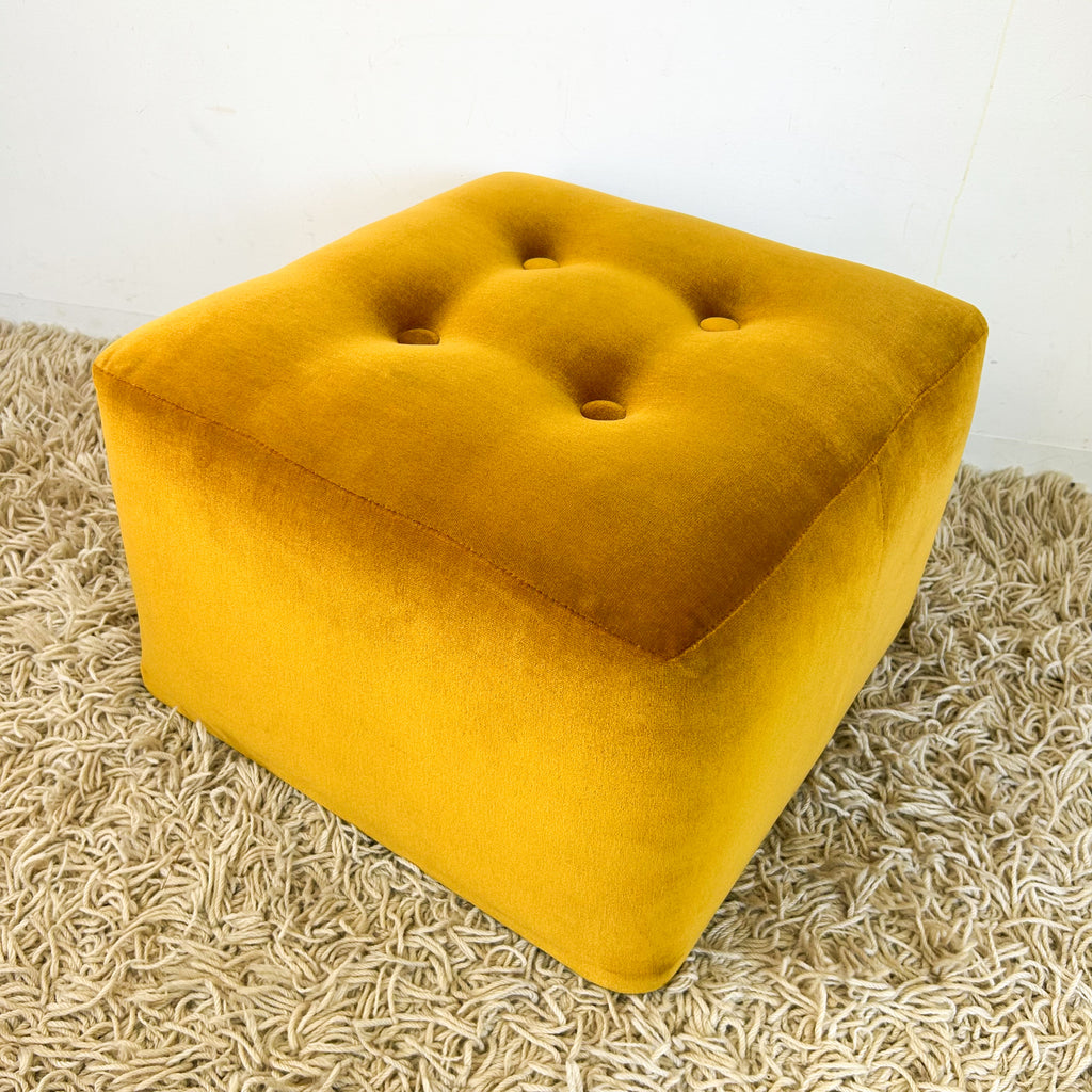 MUSTARD VELOUR FOOTSTOOL