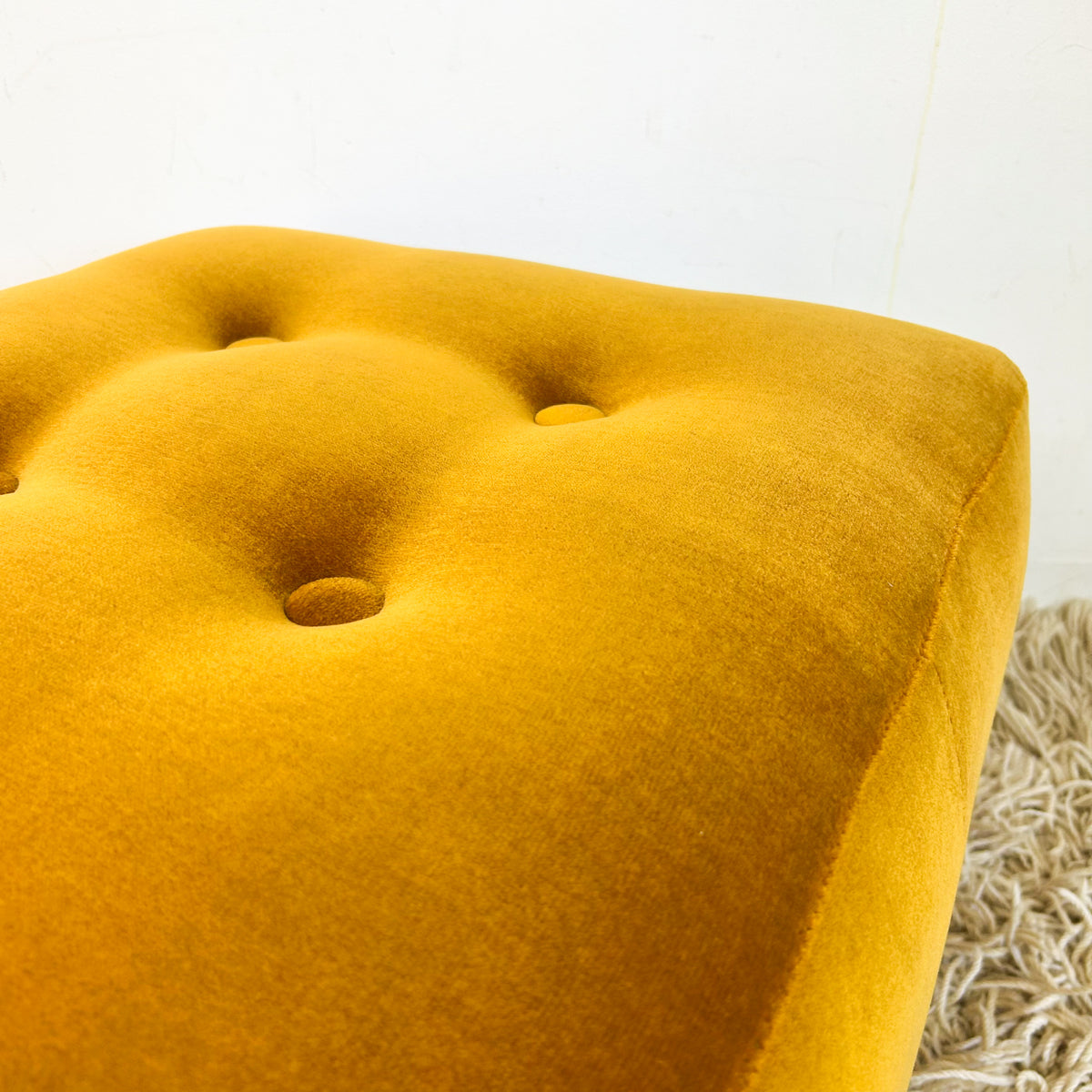 MUSTARD VELOUR FOOTSTOOL