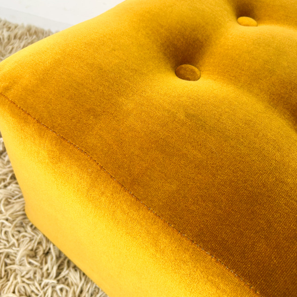 MUSTARD VELOUR FOOTSTOOL