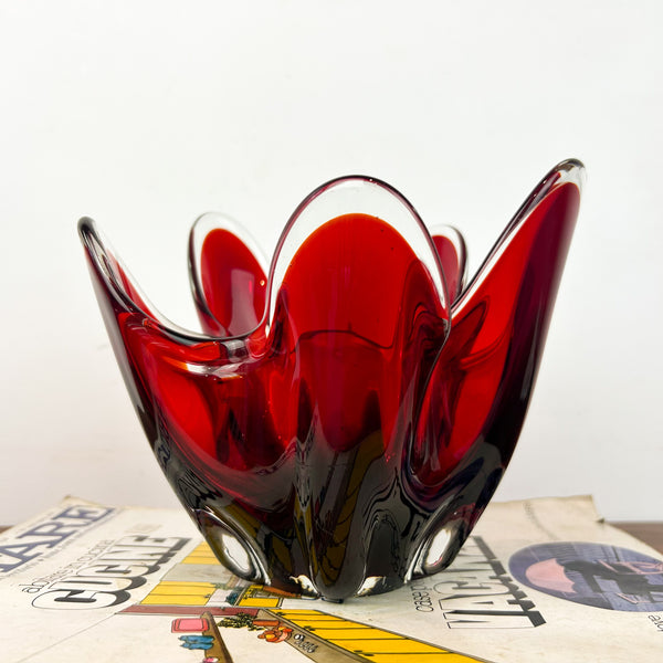 RUBY RED HANDKERCHIEF BOWL - HEY JUDE WORKSHOP • Vintage furniture & objects Melbourne