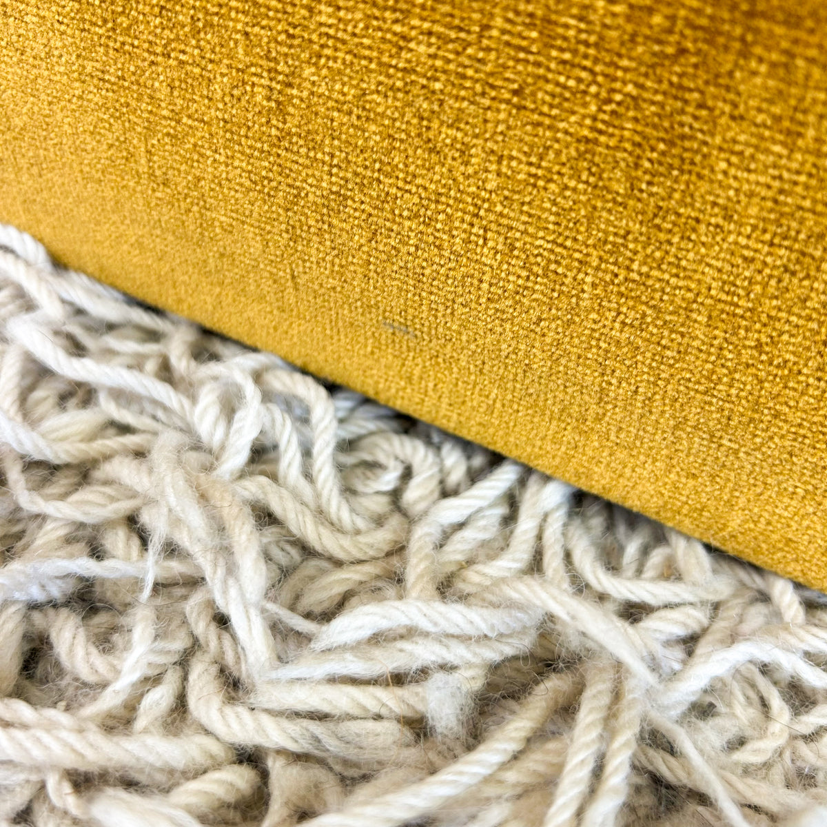 MUSTARD VELOUR FOOTSTOOL