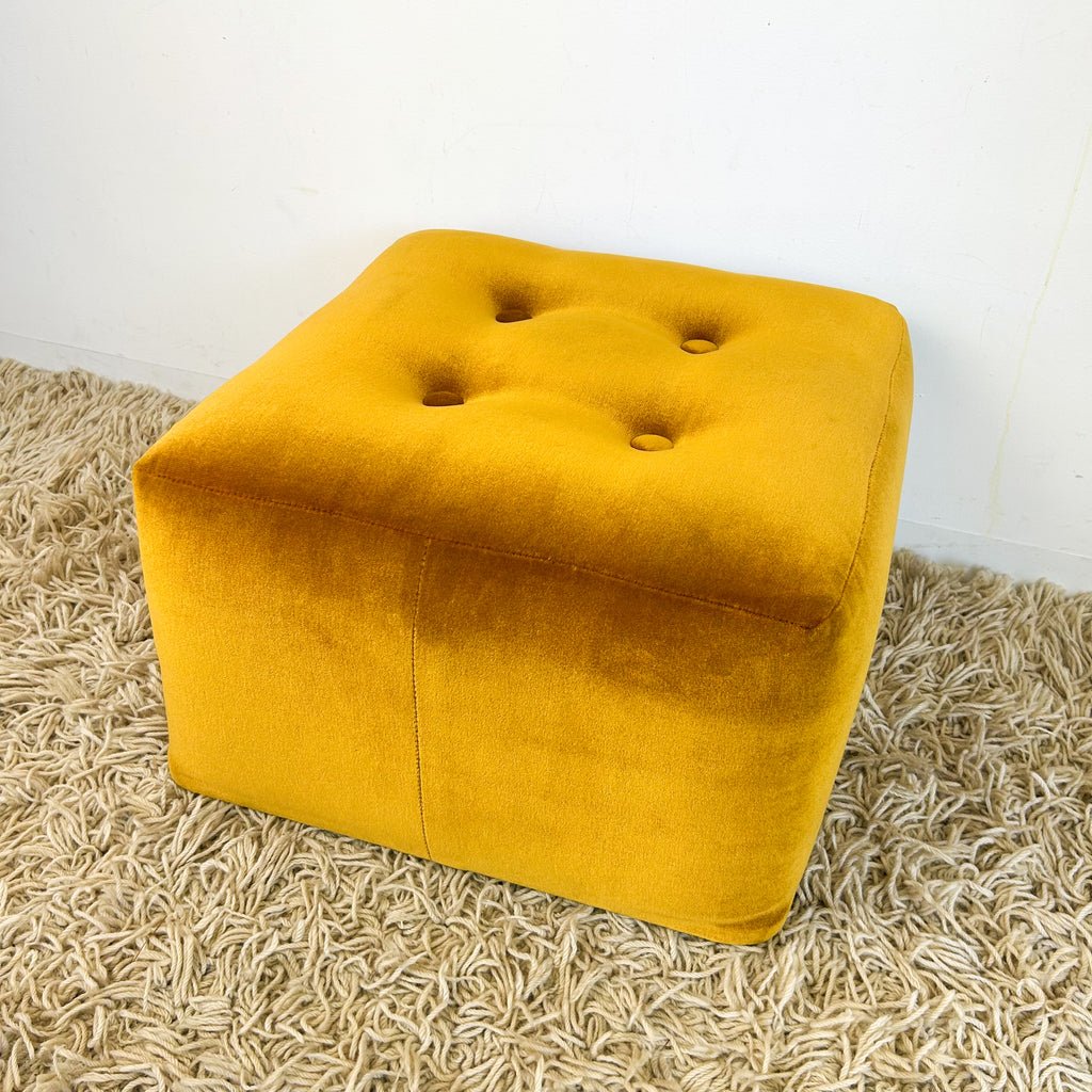MUSTARD VELOUR FOOTSTOOL