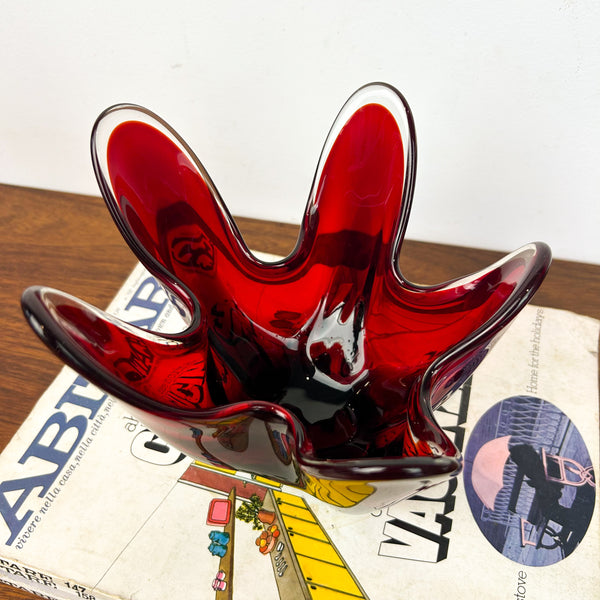 RUBY RED HANDKERCHIEF BOWL - HEY JUDE WORKSHOP • Vintage furniture & objects Melbourne