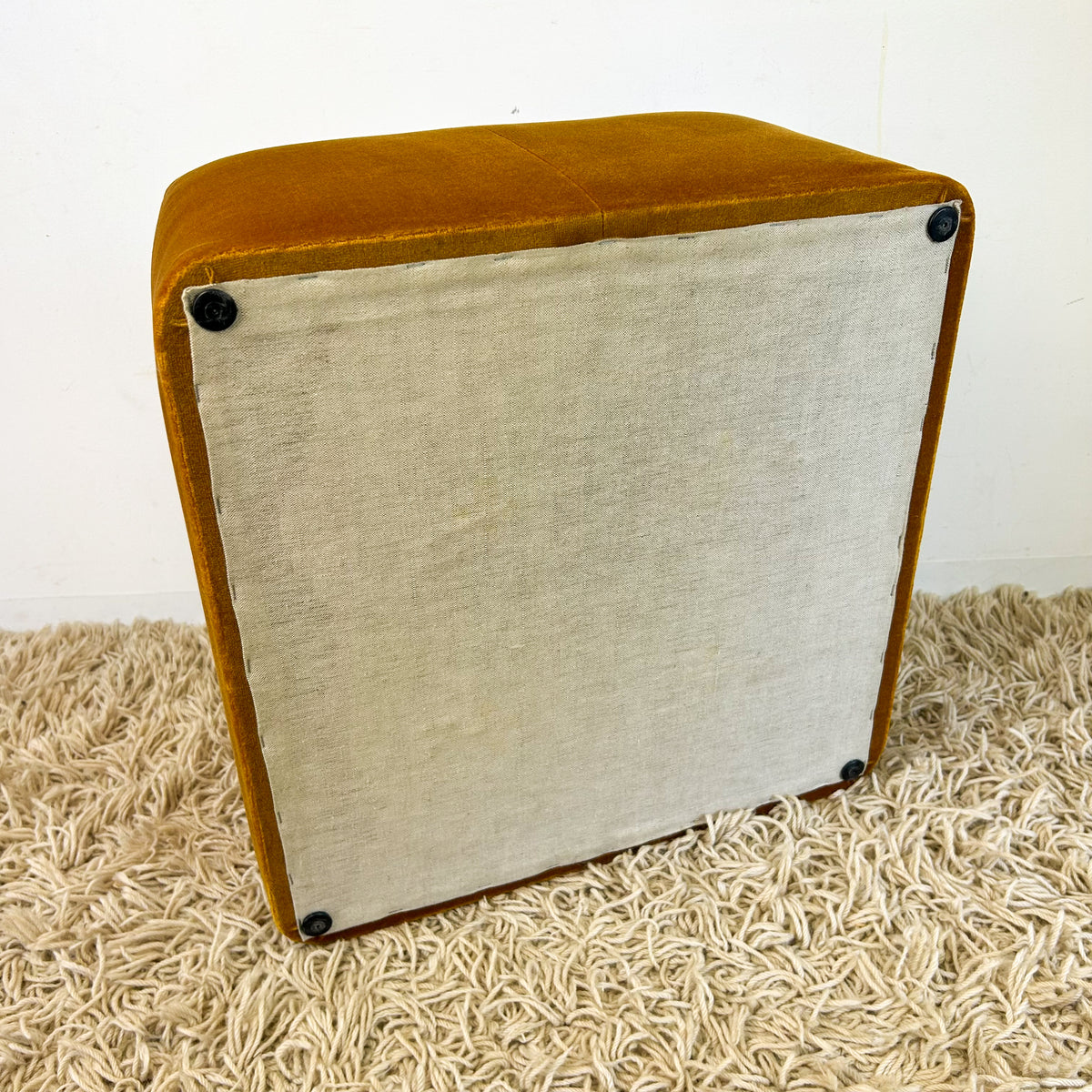 MUSTARD VELOUR FOOTSTOOL