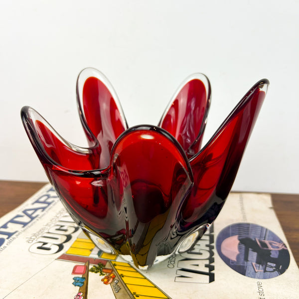 RUBY RED HANDKERCHIEF BOWL - HEY JUDE WORKSHOP • Vintage furniture & objects Melbourne