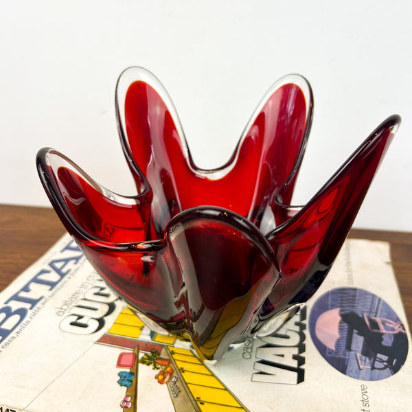 RUBY RED HANDKERCHIEF BOWL - HEY JUDE WORKSHOP • Vintage furniture & objects Melbourne