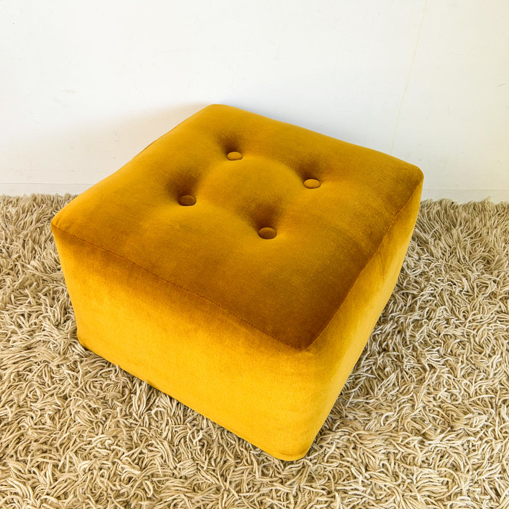 MUSTARD VELOUR FOOTSTOOL