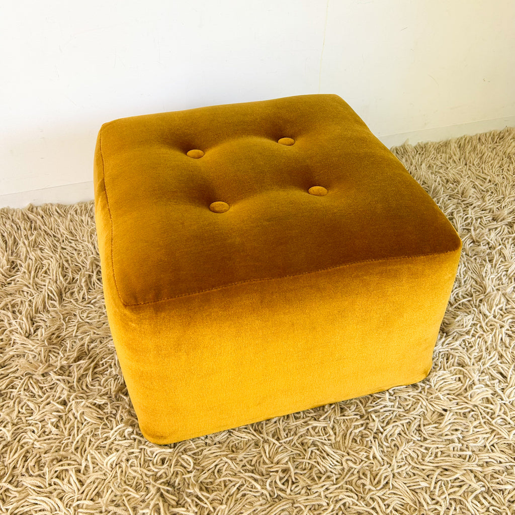 MUSTARD VELOUR FOOTSTOOL