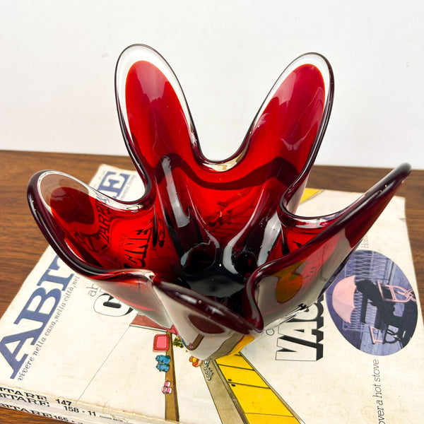 RUBY RED HANDKERCHIEF BOWL - HEY JUDE WORKSHOP • Vintage furniture & objects Melbourne