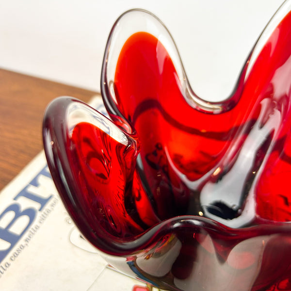 RUBY RED HANDKERCHIEF BOWL - HEY JUDE WORKSHOP • Vintage furniture & objects Melbourne