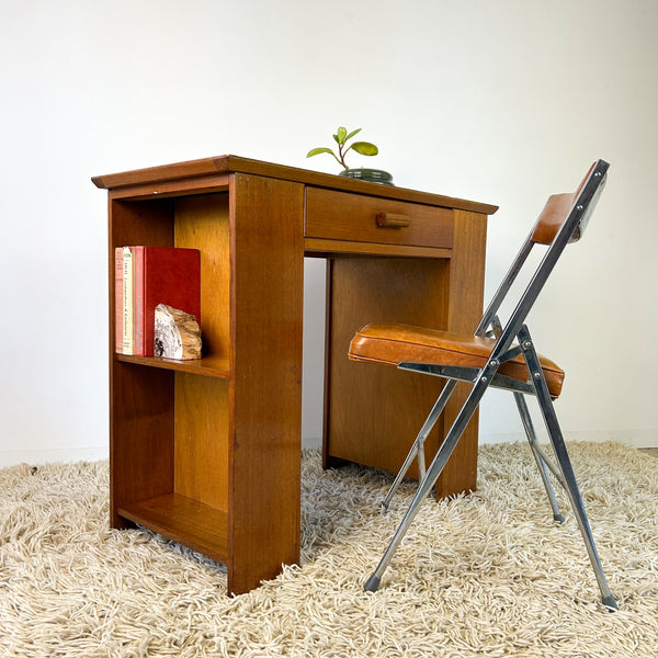 WOODEN DESK WITH SHELVES