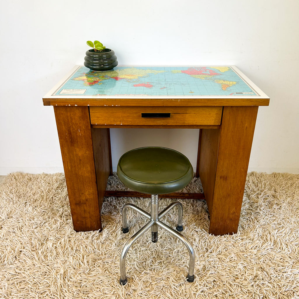 WORLD MAP DESK - HEY JUDE WORKSHOP • Vintage furniture & objects Melbourne