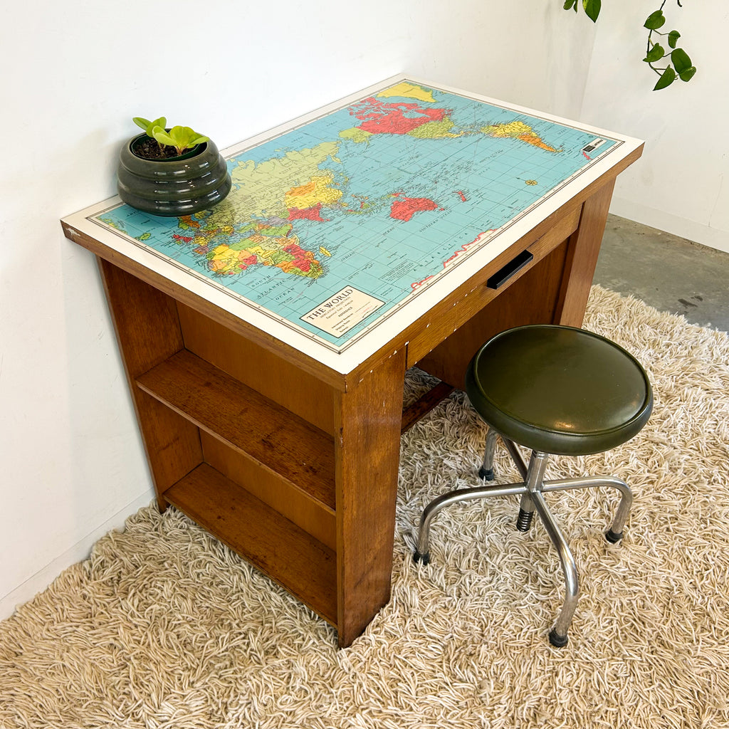 WORLD MAP DESK - HEY JUDE WORKSHOP • Vintage furniture & objects Melbourne