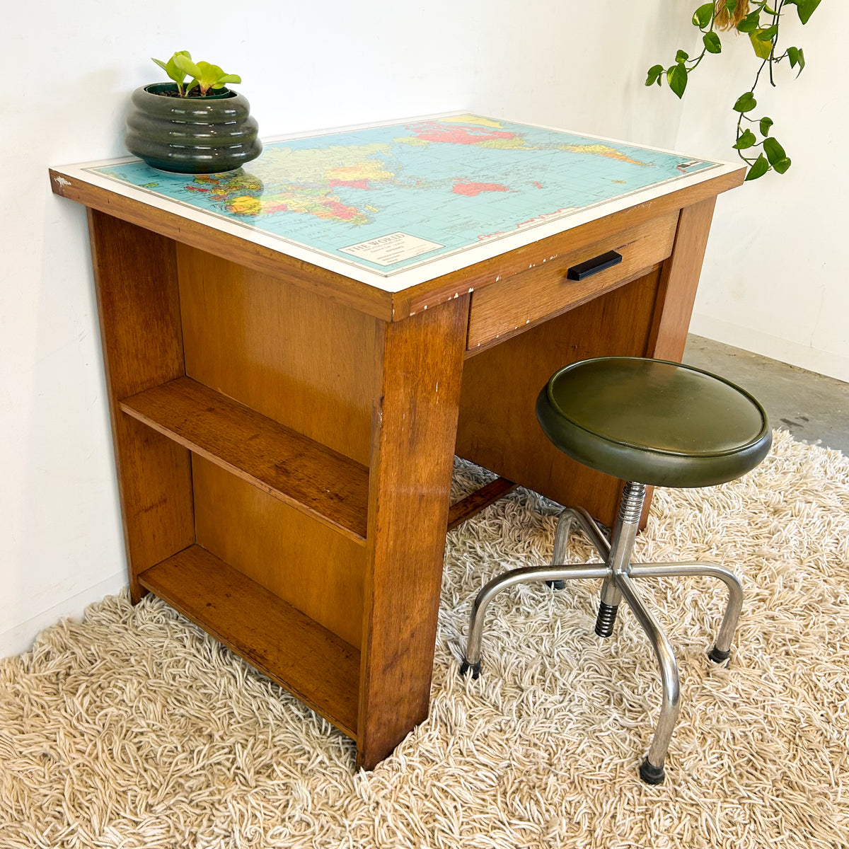 WORLD MAP DESK - HEY JUDE WORKSHOP • Vintage furniture & objects Melbourne