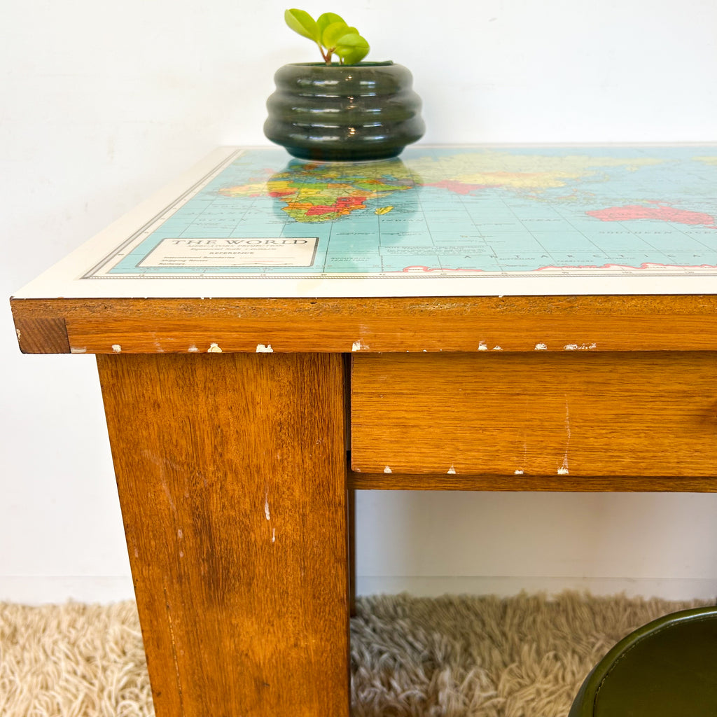 WORLD MAP DESK - HEY JUDE WORKSHOP • Vintage furniture & objects Melbourne