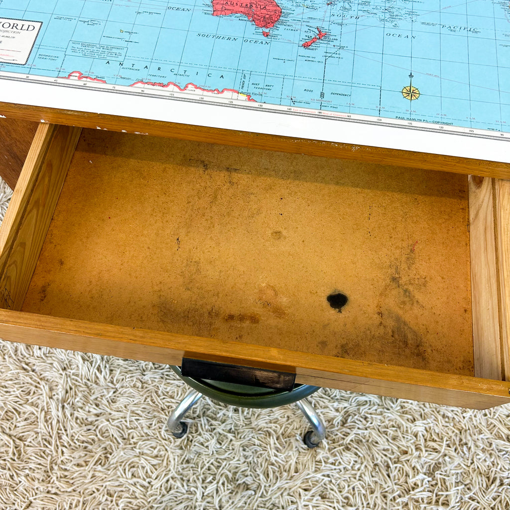 WORLD MAP DESK - HEY JUDE WORKSHOP • Vintage furniture & objects Melbourne