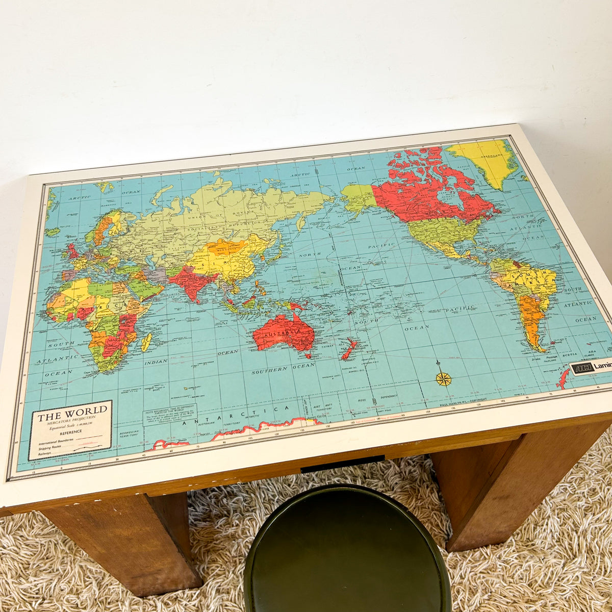 WORLD MAP DESK - HEY JUDE WORKSHOP • Vintage furniture & objects Melbourne