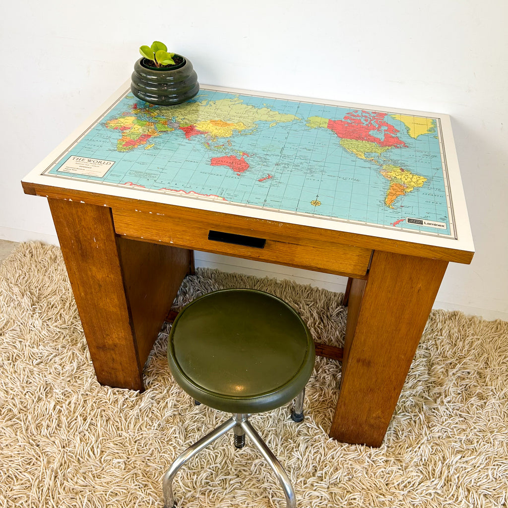 WORLD MAP DESK - HEY JUDE WORKSHOP • Vintage furniture & objects Melbourne