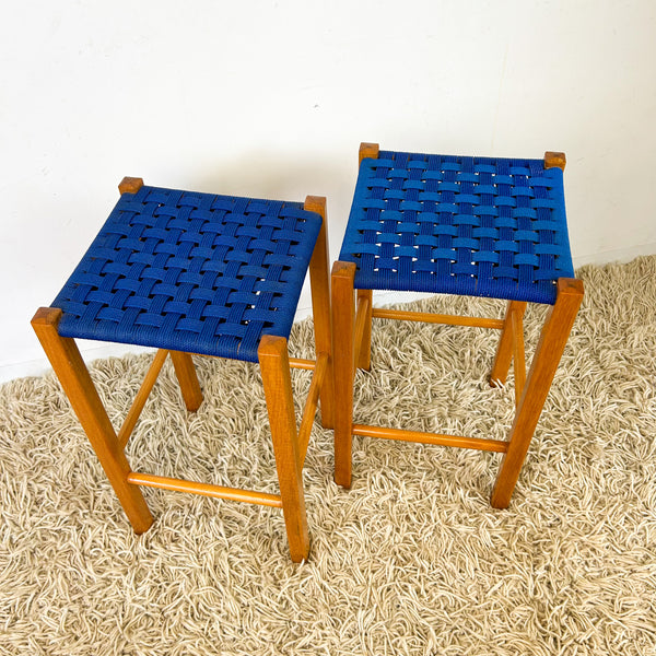 BLUE WOVEN STOOLS