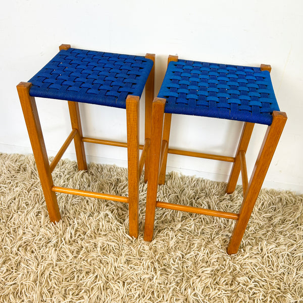 BLUE WOVEN STOOLS