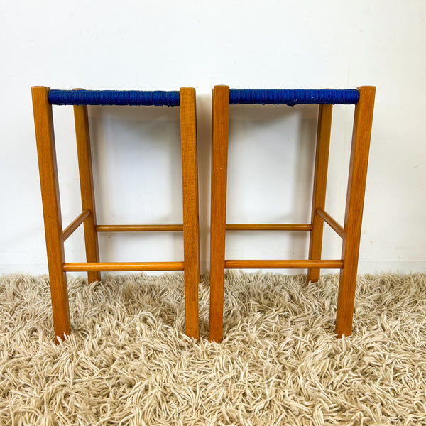 BLUE WOVEN STOOLS