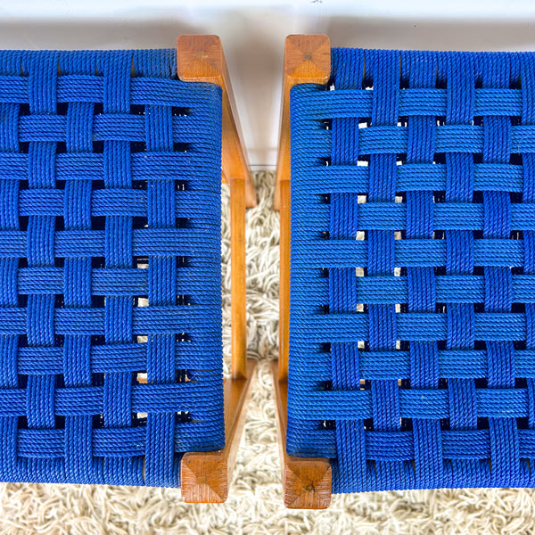 BLUE WOVEN STOOLS