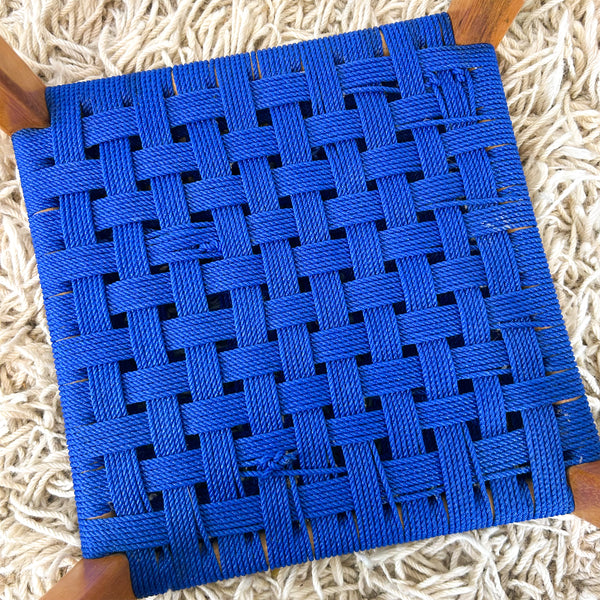 BLUE WOVEN STOOLS