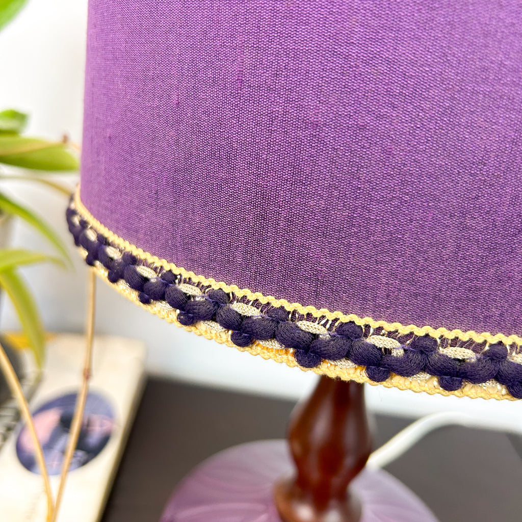 PURPLE CERAMIC TEAK LAMP - HEY JUDE WORKSHOP • Vintage furniture & objects Melbourne
