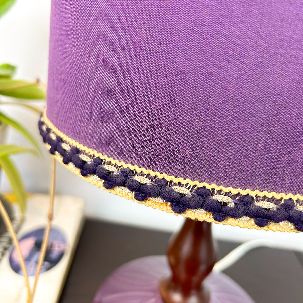 PURPLE CERAMIC TEAK LAMP - HEY JUDE WORKSHOP • Vintage furniture & objects Melbourne