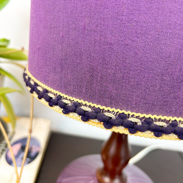 PURPLE CERAMIC TEAK LAMP