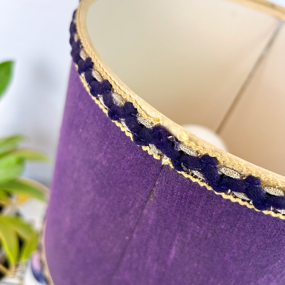 PURPLE CERAMIC TEAK LAMP - HEY JUDE WORKSHOP • Vintage furniture & objects Melbourne