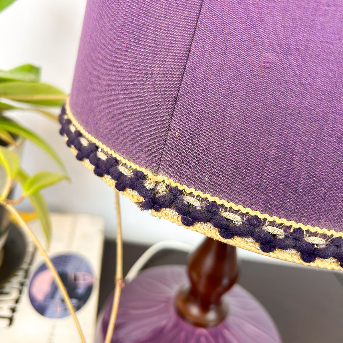 PURPLE CERAMIC TEAK LAMP - HEY JUDE WORKSHOP • Vintage furniture & objects Melbourne