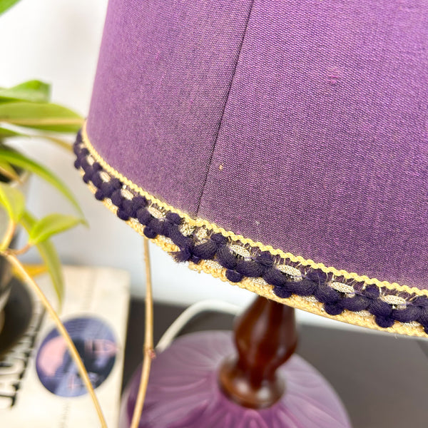 PURPLE CERAMIC TEAK LAMP