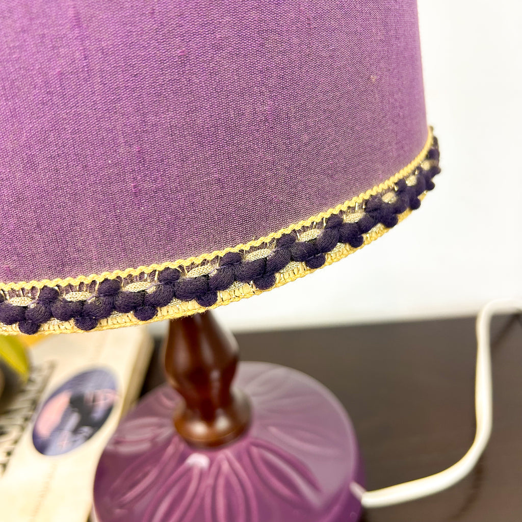 PURPLE CERAMIC TEAK LAMP - HEY JUDE WORKSHOP • Vintage furniture & objects Melbourne