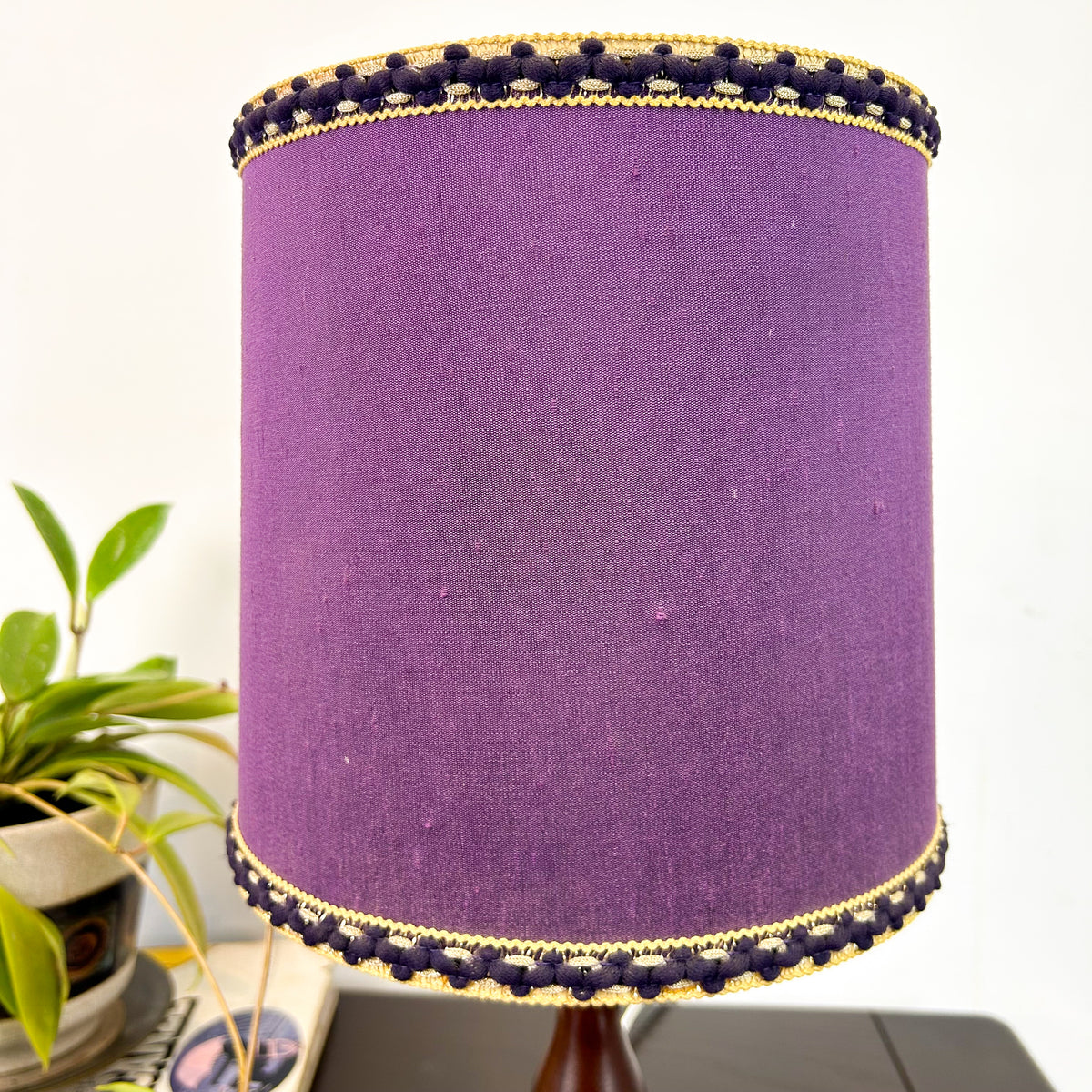 PURPLE CERAMIC TEAK LAMP - HEY JUDE WORKSHOP • Vintage furniture & objects Melbourne