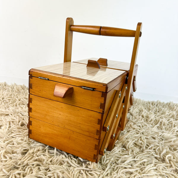 CANTILEVER SEWING BOX WITH HANDLE
