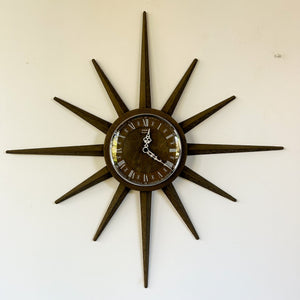 FAUX TIMBER STARBURST CLOCK