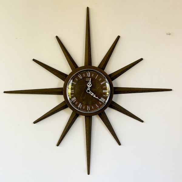 FAUX TIMBER STARBURST CLOCK