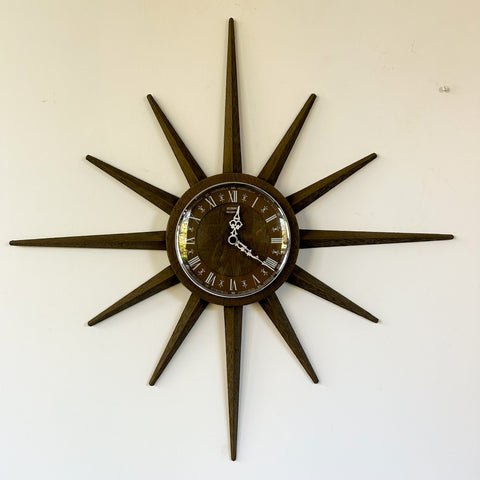 FAUX TIMBER STARBURST CLOCK