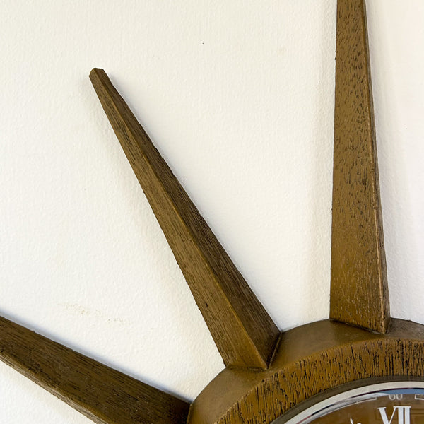 FAUX TIMBER STARBURST CLOCK