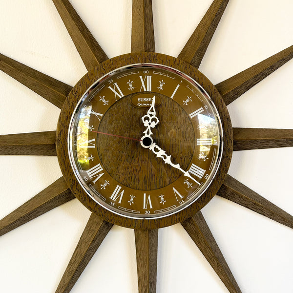 FAUX TIMBER STARBURST CLOCK