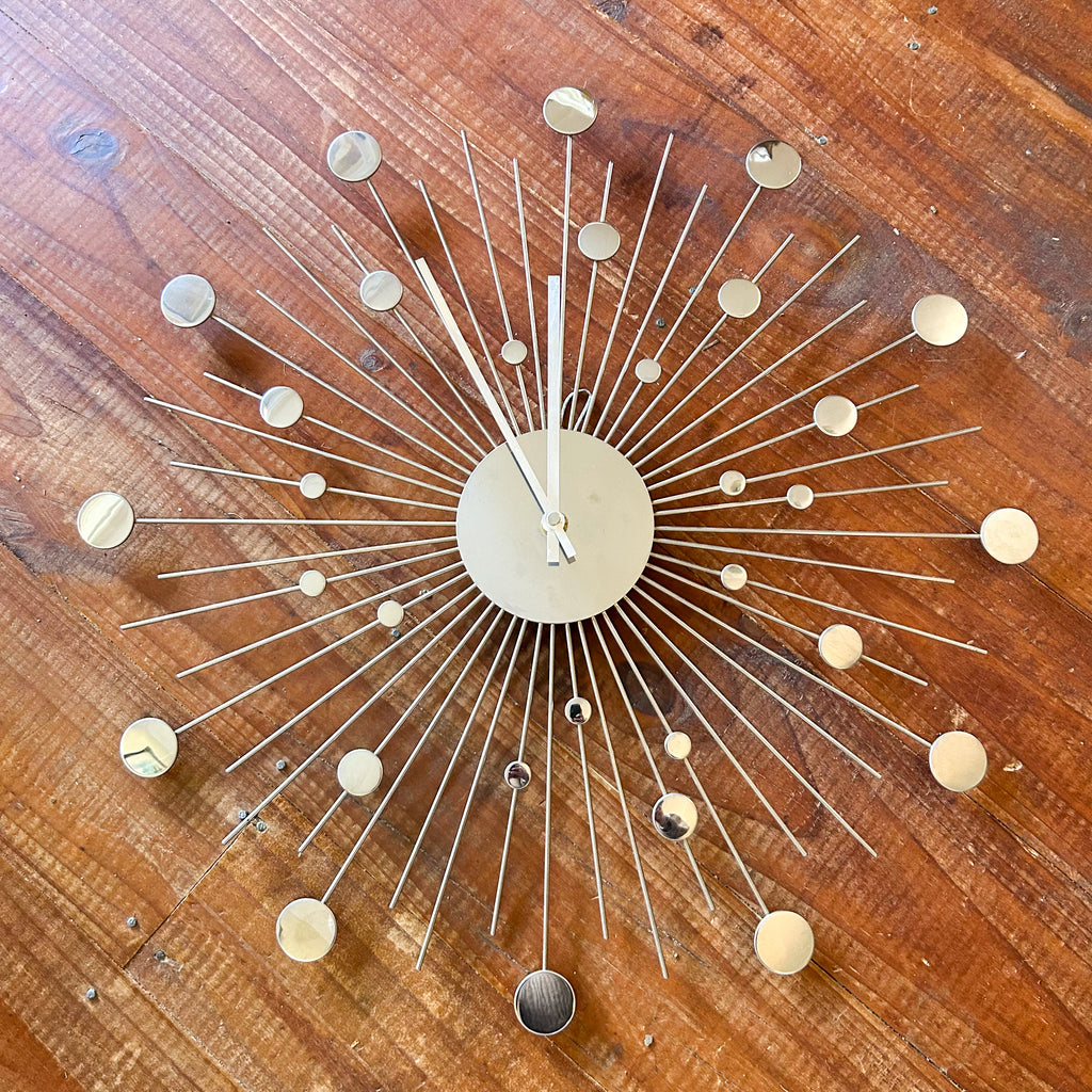 CHROME STARBURST CLOCK - HEY JUDE WORKSHOP • Vintage furniture & objects Melbourne