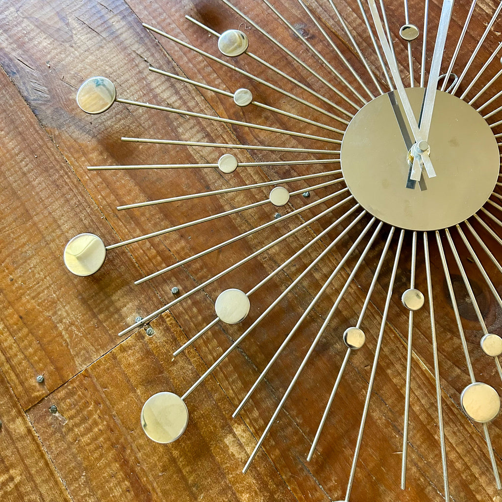 CHROME STARBURST CLOCK - HEY JUDE WORKSHOP • Vintage furniture & objects Melbourne