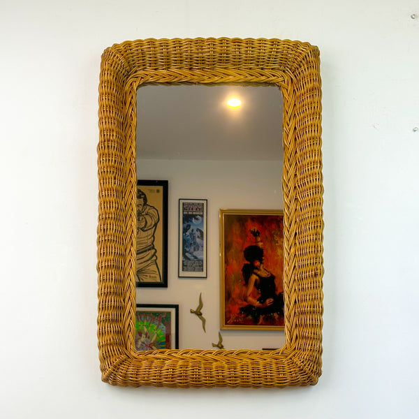 WICKER WALL MIRROR