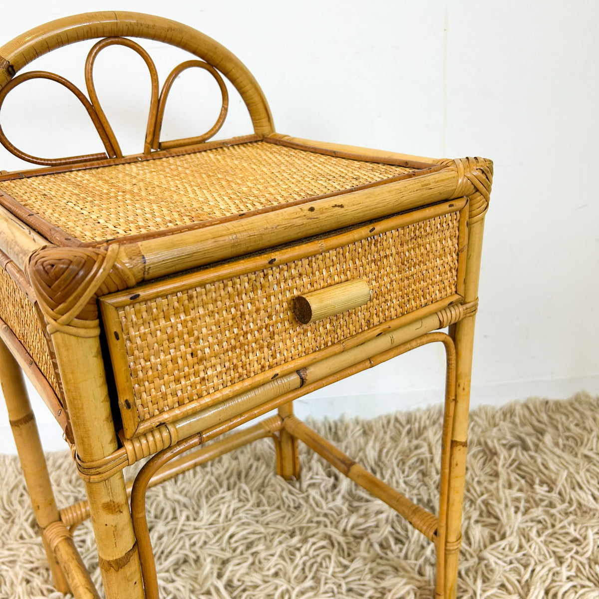 CANE BEDSIDE TABLE - HEY JUDE WORKSHOP • Vintage furniture & objects Melbourne