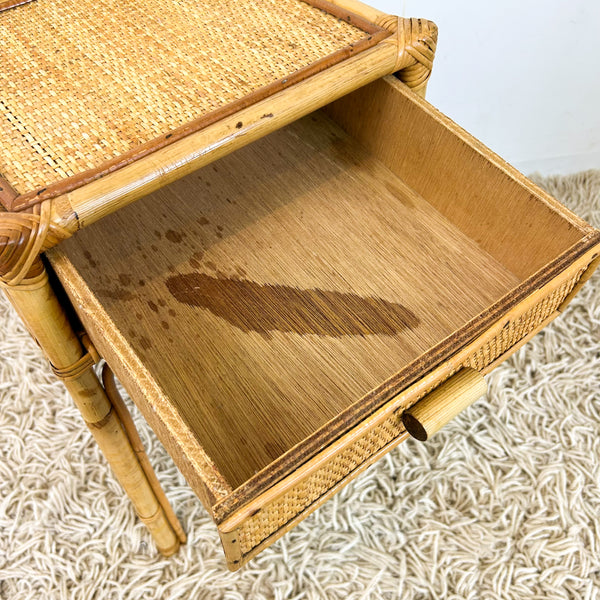 CANE BEDSIDE TABLE - HEY JUDE WORKSHOP • Vintage furniture & objects Melbourne