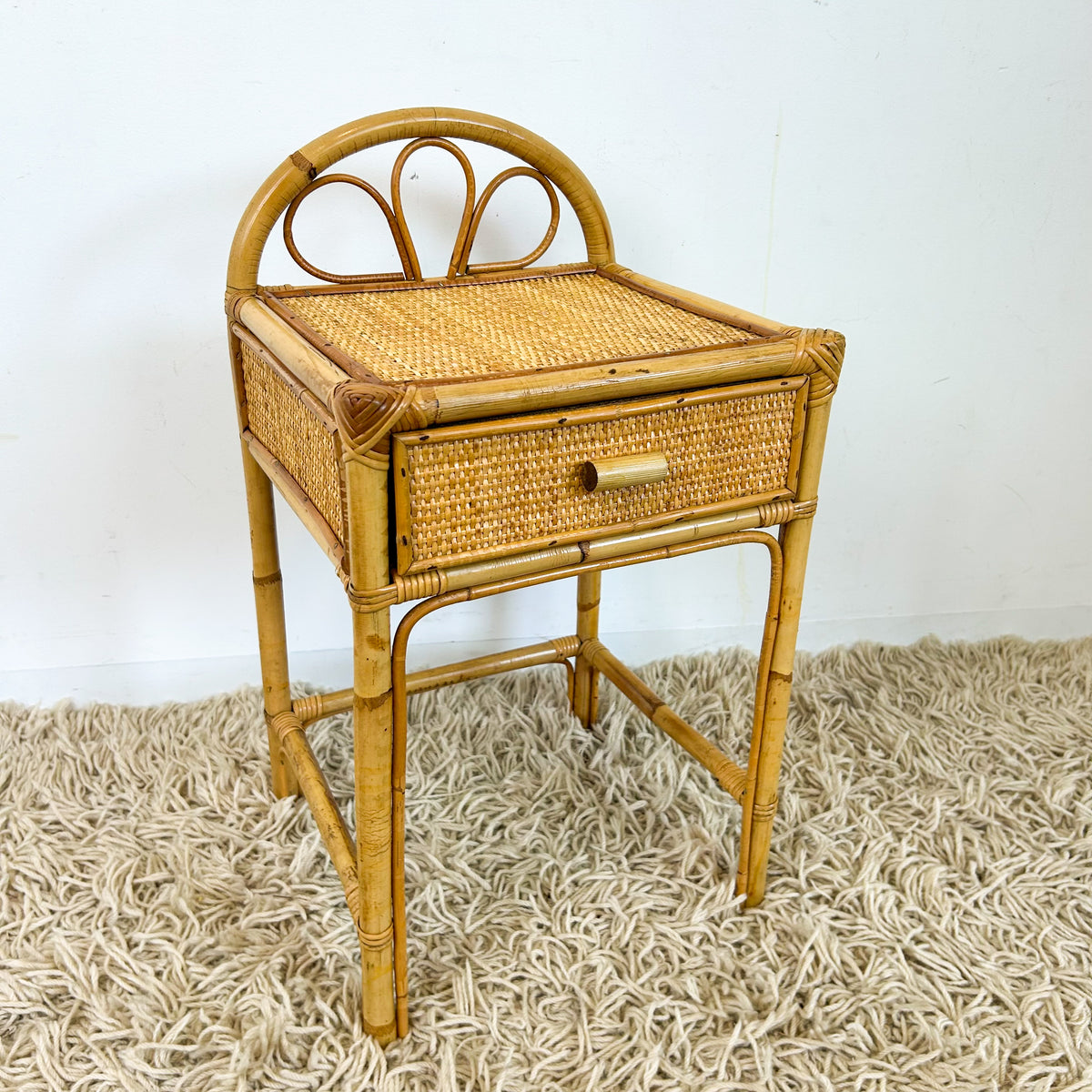 CANE BEDSIDE TABLE - HEY JUDE WORKSHOP • Vintage furniture & objects Melbourne