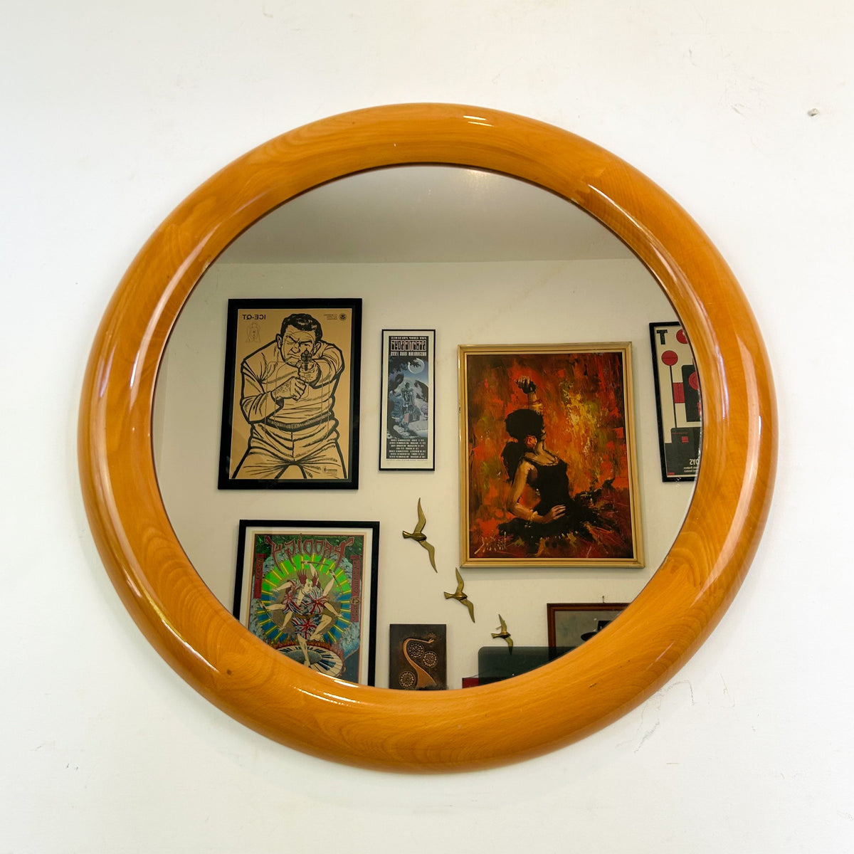 LARGE WOODEN WALL MIRROR - HEY JUDE WORKSHOP • Vintage furniture & objects Melbourne