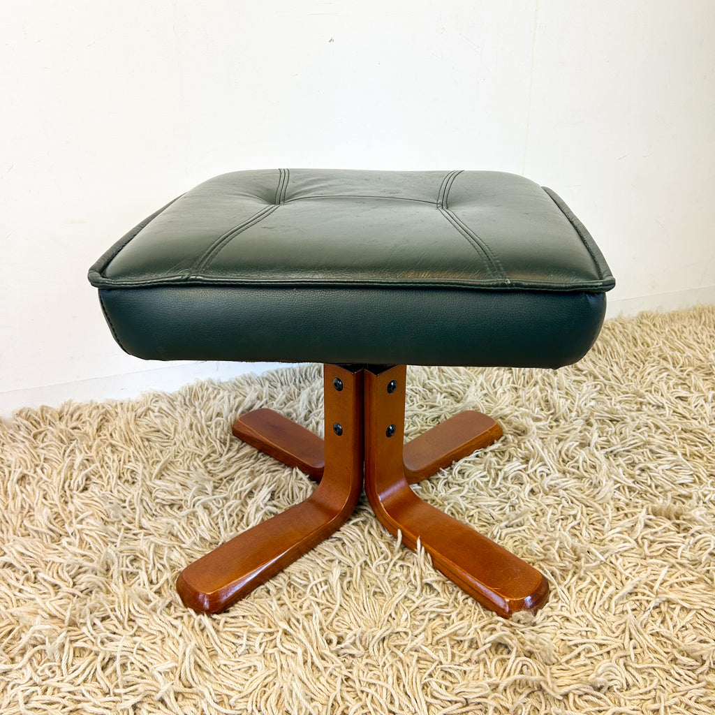FOREST GREEN VINYL FOOTSTOOL - HEY JUDE WORKSHOP • Vintage furniture & objects Melbourne